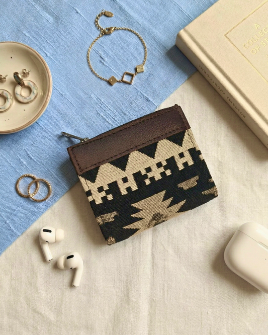 Premium Jacquard Unisex Wallet - Blue Tribal Weave - Surovi Bags