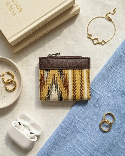 Premium Jacquard Unisex Wallet - Yellow Weave - Surovi Bags