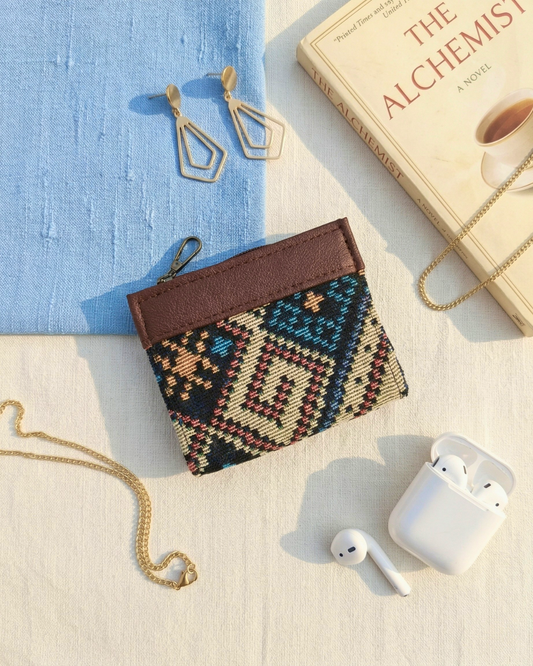 Premium Jacquard Unisex Wallet - Blue Weave - Surovi Bags