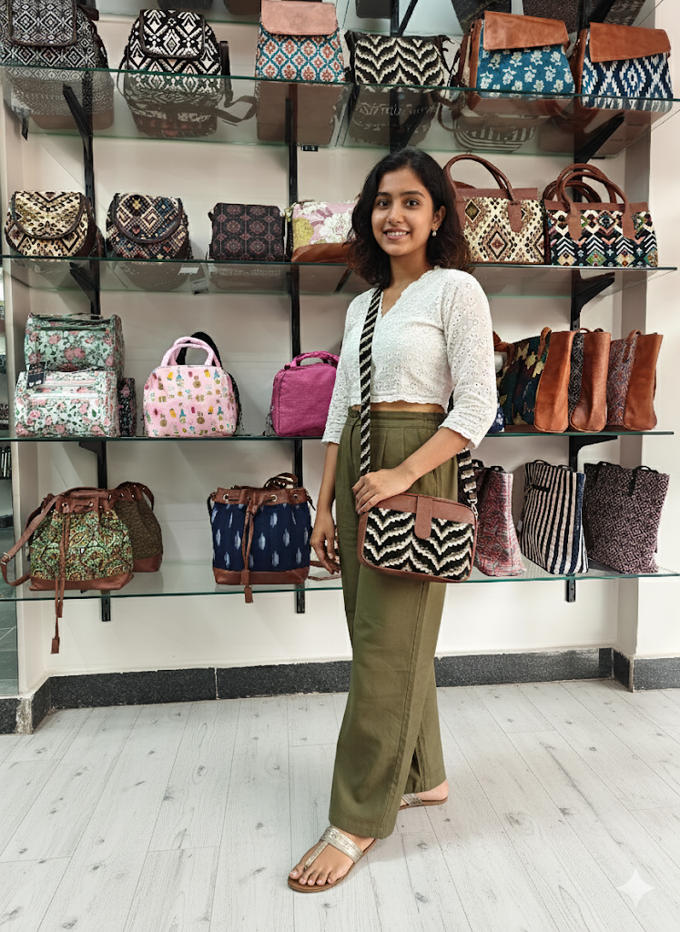 Magnetic Sling Bag Jacquard - Orange Tribal