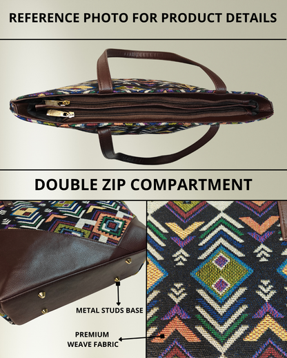 Statement Tote bags for Women - Blue Tribal Weave