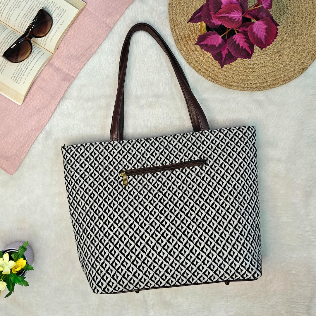 Statement Tote bags for Women - Mono Chrome weave