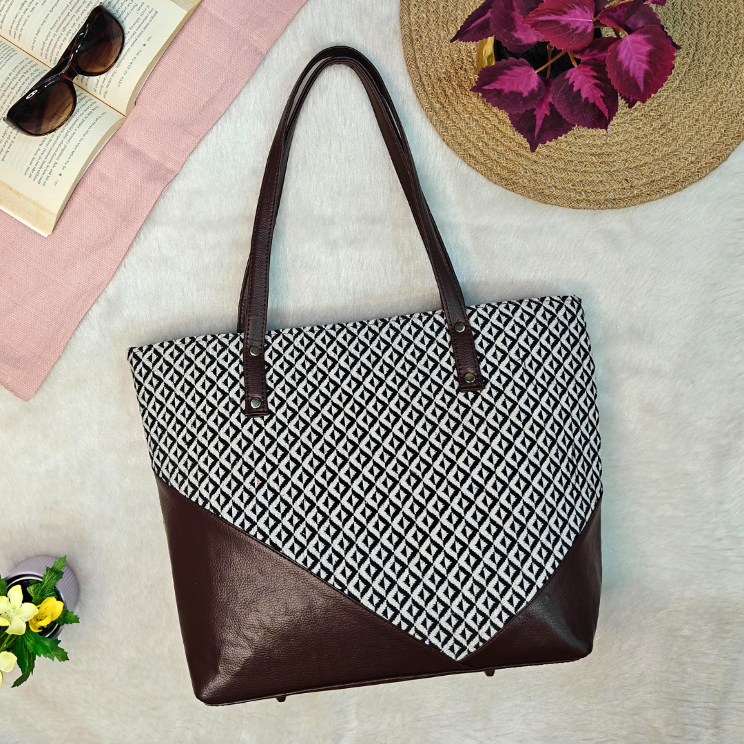 Statement Tote bags for Women - Mono Chrome weave