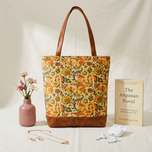 The Velvet Tote - Yellow Floral
