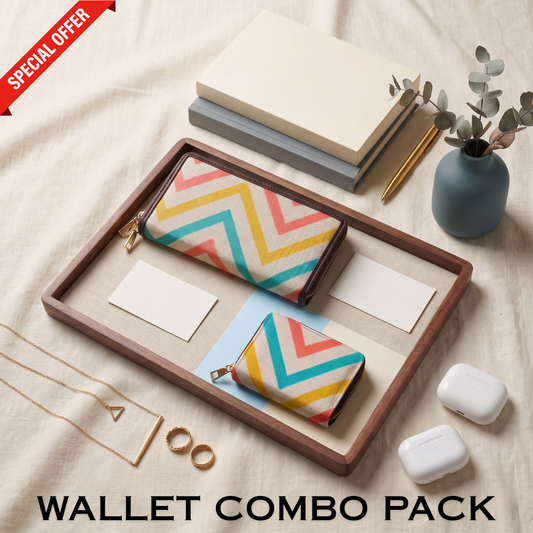Wallet Combo - Double Zip Wallet + Pocket Wallet - Wave - Surovi Bags