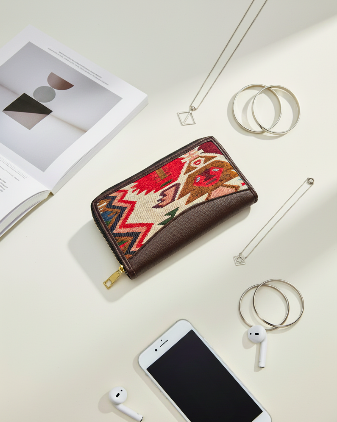 Jacquard Women Zipper Wallet - Tribal Weave