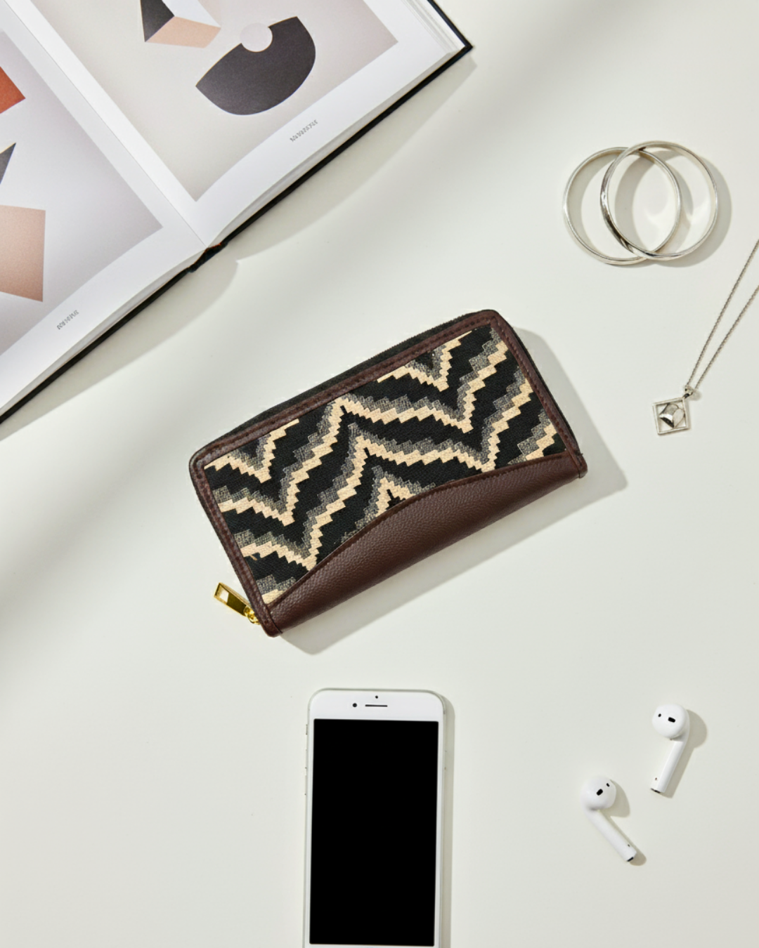 Jacquard Women Zipper Wallet -  Wave