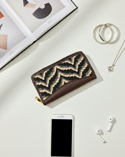 Jacquard Women Zipper Wallet -  Wave