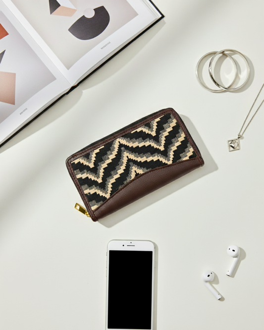 Jacquard Women Zipper Wallet -  Wave