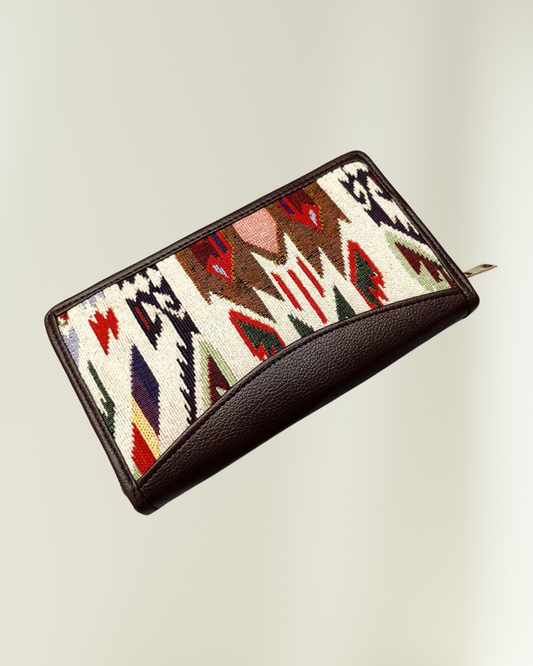 Jacquard Women Zipper Wallet - Tribal Weave - Surovi Bags