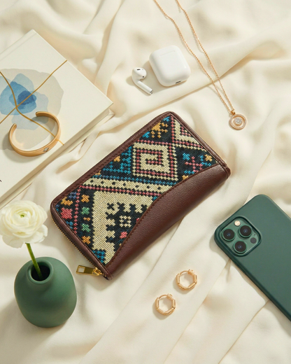 Jacquard Women Zipper Wallet - Rainbow Weave - Surovi Bags